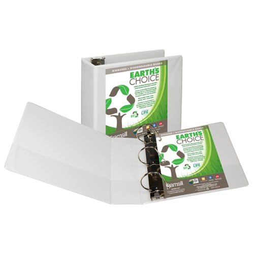 Samsill 4" White Earth's Choice Biodegradable Angle-D Ring View Binder - 6pk