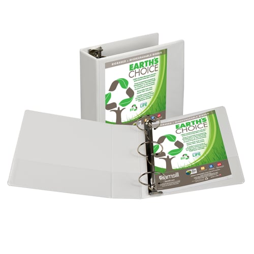 Samsill 4" White Earth's Choice Biodegradable Round Ring View Binder - 6pk