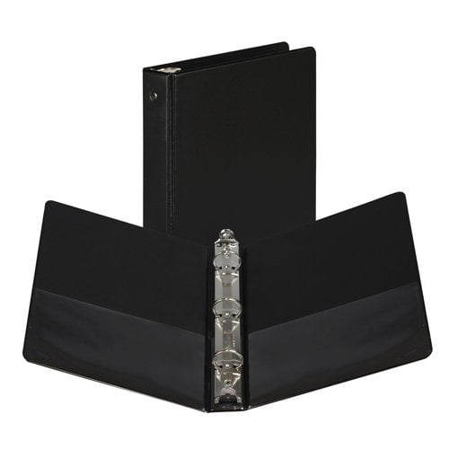 Samsill 5.5" x 8.5" Black Value Round Ring 1" Storage Binder - 6pk