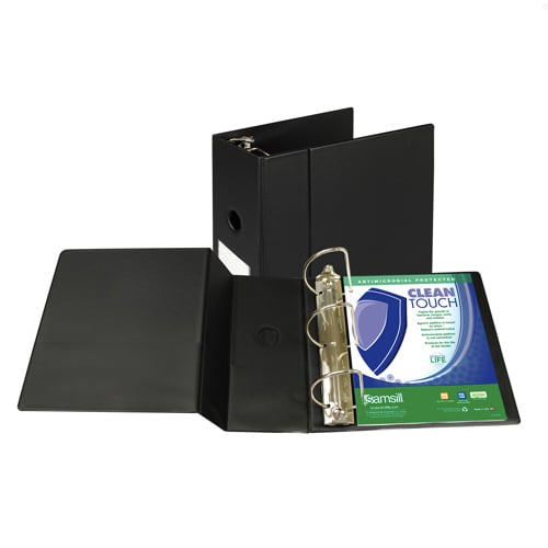 Samsill 5" Black Clean Touch Antimicrobial D-Ring Binder - 6pk