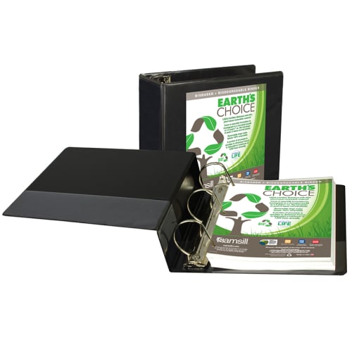 Samsill 5" Black Earth's Choice Biodegradable D-Ring View Binder - 6pk