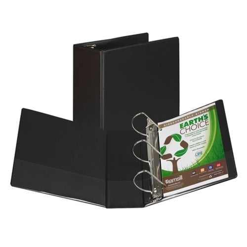 Samsill 5" Black Earth's Choice D-Ring Storage Binder - 6pk