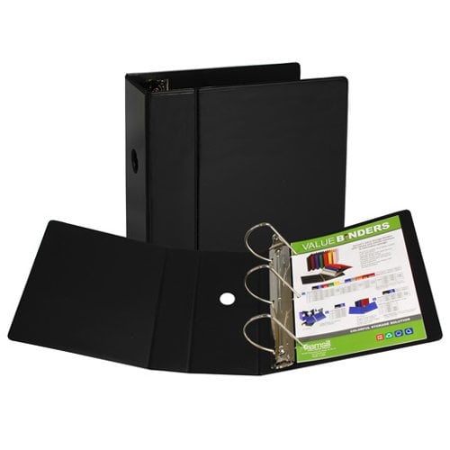 Samsill 5" Black Insertable Angle-D Ring View Binder - 6pk