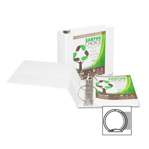 Samsill 5" White Earth's Choice Biodegradable Round Ring View Binder - 6pk