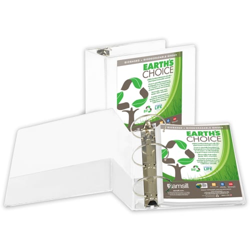 Samsill 5" White Earth's Choice Biodegradable Round Ring View Binder - 6pk