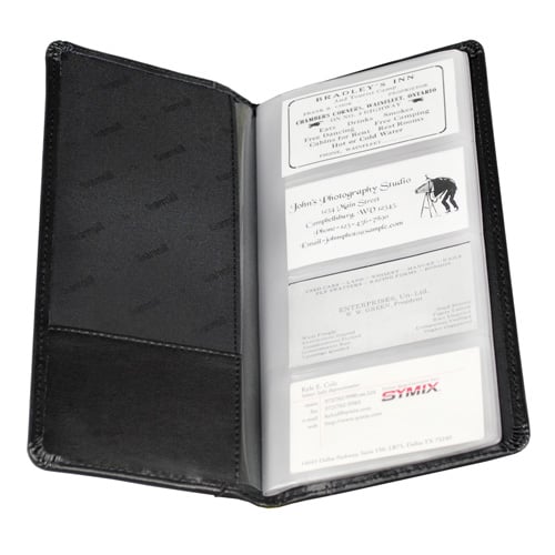 Samsill Black Regal Leather Business Card Holder - 10pk