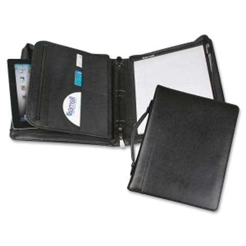 Samsill Black Regal Leather Zipper Binder Portfolio - 5pk