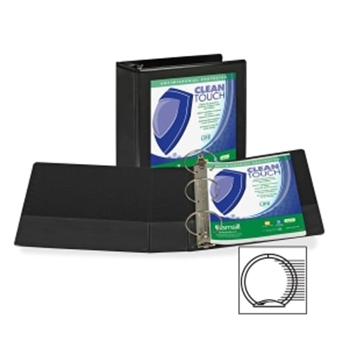 Samsill Clean Touch Antimicrobial 1" Black View Round Ring Binder  - 12pk
