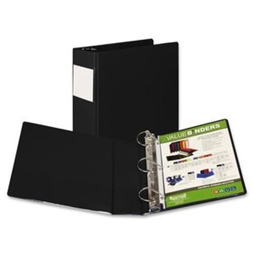 Samsill Black Value Plus Angle-D Ring Binder with Label Holder