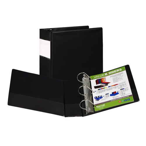Samsill Black Value Plus Angle-D Ring Binder with Label Holder