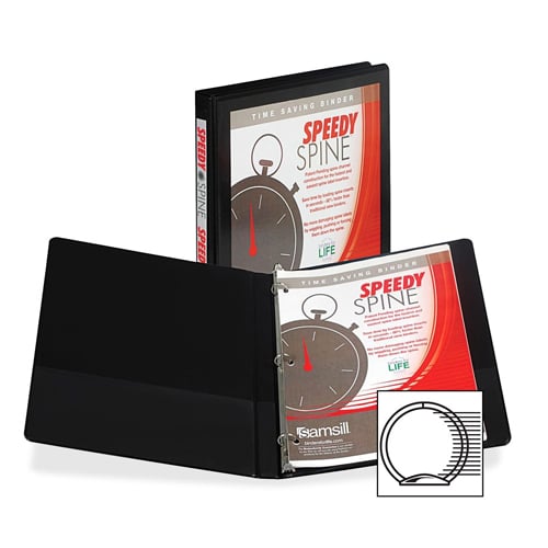 Samsill 1/2" Black Speedy Spine Round Ring View Binder - 12pk