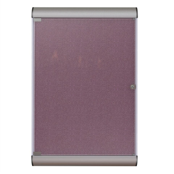 Silhouette 42 1/8" x 27 3/4" 1-Door Berry Vinyl Fabric Tackboard w/ Satin Frame