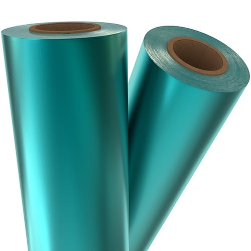 Teal Satin Matte 12" x 100' Laminating / Toner Fusing Foil - 1/2" Core
