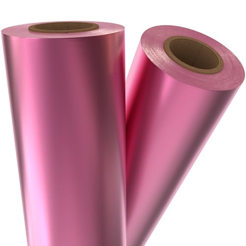 Fuchsia Pink Satin Matte 8" x 100' Laminating / Toner Fusing Foil - 1/2" Core