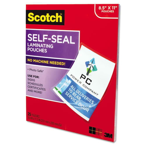 Scotch 9-1/16" x 11-5/8" Letter Size Self-Seal Laminating Pouches - 25pk