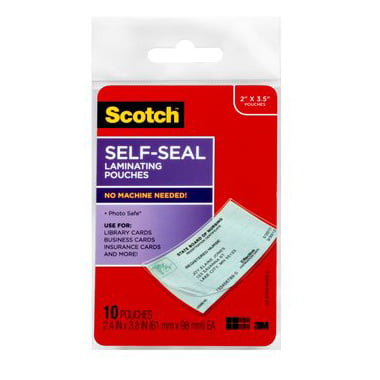 Scotch 2-7/16" x 3-7/8" Business Card Size Self-Seal Laminating Pouches - 25pk