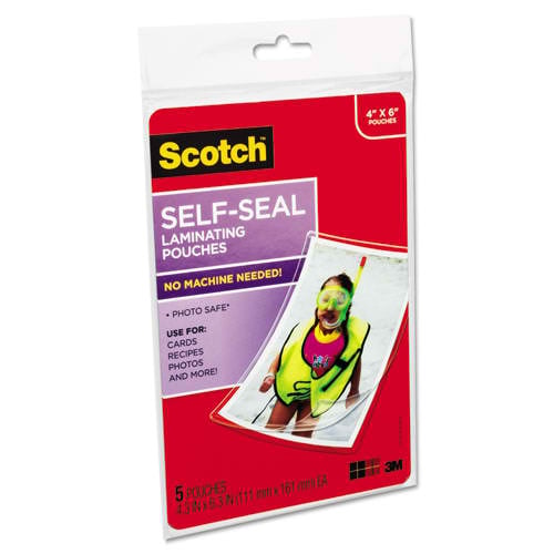 Scotch 4-3/8" x 6-3/8" Photo Size Self-Seal Laminating Pouches - 5pk - Clearance Sale