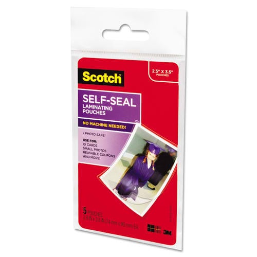 Scotch 2-15/16" x 3-15/16" Wallet Size Self-Seal Laminating Pouches - 5pk