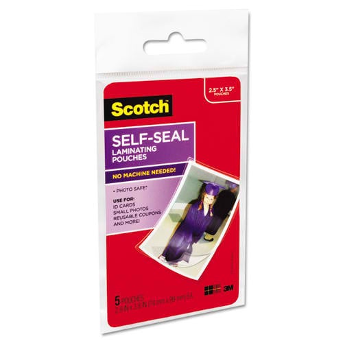 Scotch 2-15/16" x 3-15/16" Wallet Size Self-Seal Laminating Pouches - 5pk