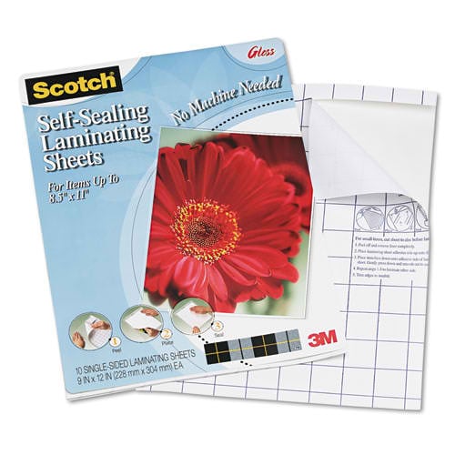 Scotch 9-1/16" x 11-5/8" Letter Size Single Sided Laminating Sheets - 10pk