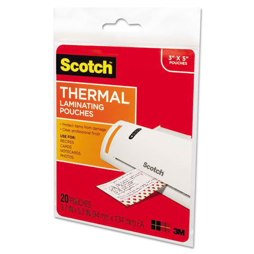 Scotch 3-3/4" x 5-3/8"  Index Card Size Thermal Laminating Pouches - 20pk