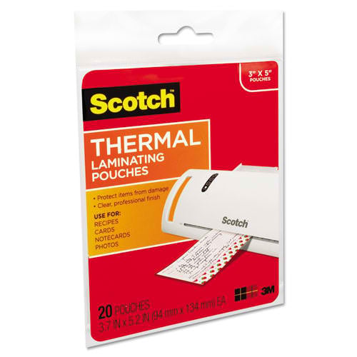 Scotch 3-3/4" x 5-3/8"  Index Card Size Thermal Laminating Pouches - 20pk