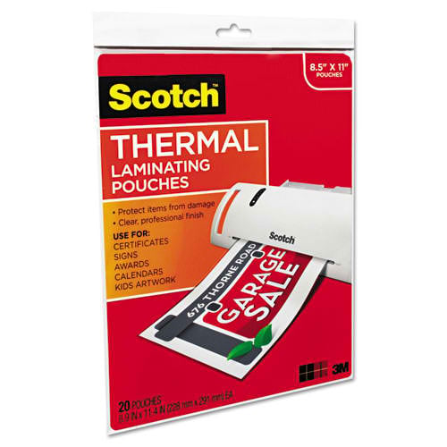 Scotch 9" x 11-1/2" Letter Size Thermal Laminating Pouches - 20pk