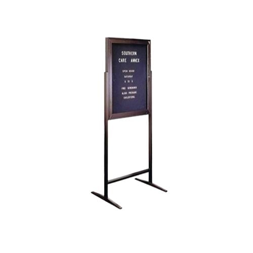 Sentry 36" x 30" Double Pedestal Satin Aluminum Enclosed Letterboard