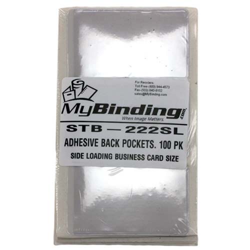 Side Loading Business Card Size Adhesive Back Pockets - 100pk