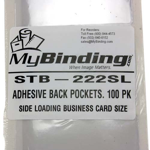 Side Loading Business Card Size Adhesive Back Pockets - 100pk