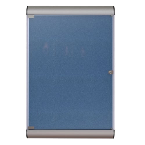 Silhouette 42 1/8" x 27 3/4" 1-Door Navy Vinyl Fabric Tackboard