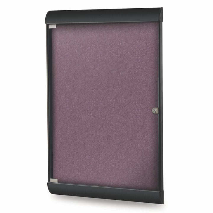 Silhouette 42 1/8" x 27 3/4" 1-Door Berry Vinyl Fabric Tackboard