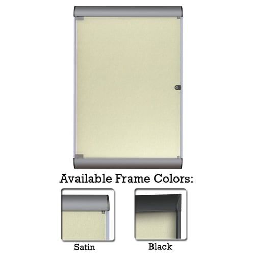 Silhouette 42 1/8" x 27 3/4" 1-Door Caramel Vinyl Fabric Tackboard