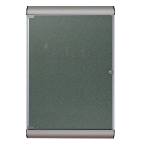 Silhouette 42 1/8" x 27 3/4" 1-Door Ebony Vinyl Fabric Tackboard w/ Satin Frame