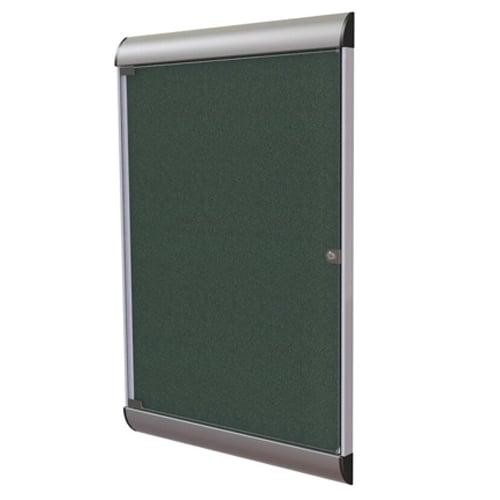 Silhouette 42 1/8" x 27 3/4"  1-Door Ebony Vinyl Fabric Tackboard