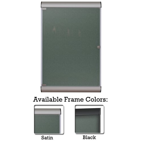 Silhouette 42 1/8" x 27 3/4"  1-Door Ebony Vinyl Fabric Tackboard