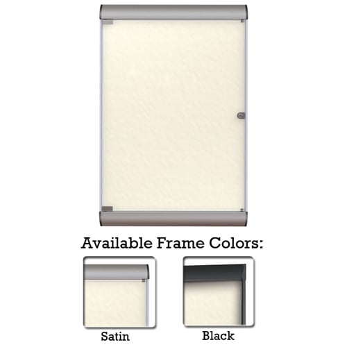 Silhouette 42 1/8" x 27 3/4" 1-Door Ivory Vinyl Fabric Tackboard