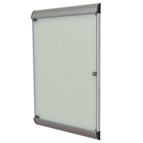 Silhouette 42 1/8" x 27 3/4" 1-Door Silver Vinyl Fabric Tackboard