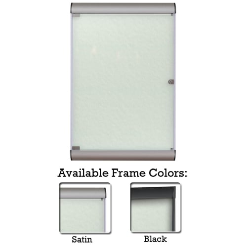 Silhouette 42 1/8" x 27 3/4" 1-Door Silver Vinyl Fabric Tackboard