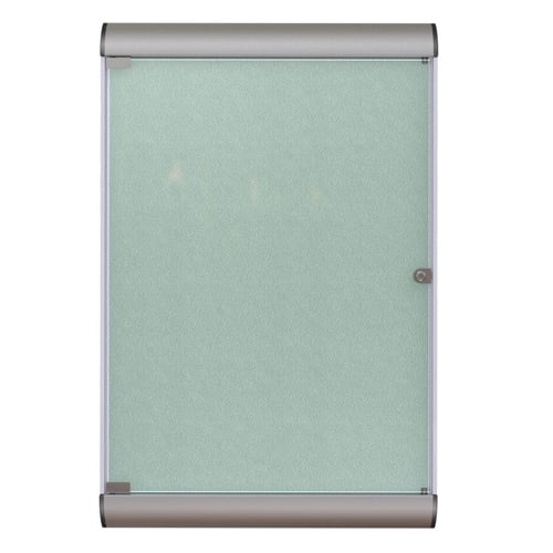 Silhouette 42 1/8" x 27 3/4" 1-Door Stone Vinyl Fabric Tackboard