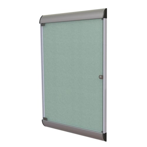 Silhouette 42 1/8" x 27 3/4" 1-Door Stone Vinyl Fabric Tackboard