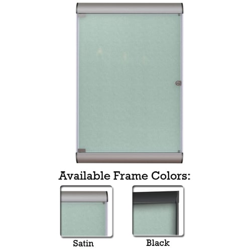 Silhouette 42 1/8" x 27 3/4" 1-Door Stone Vinyl Fabric Tackboard