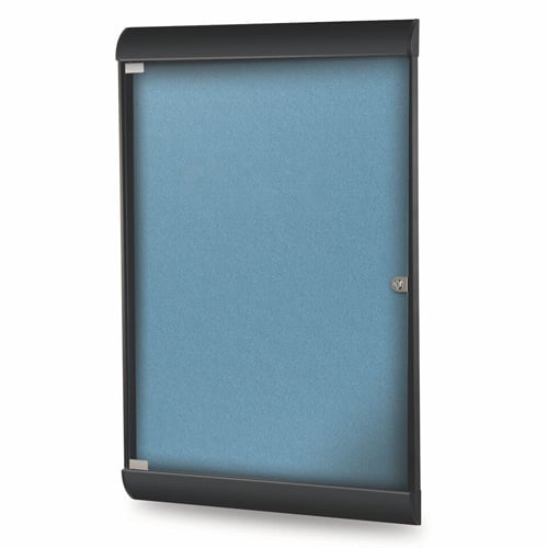 Silhouette 42 1/8" x 27 3/4" 1-Door Ocean Vinyl Fabric Tackboard