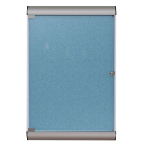 Silhouette 42 1/8" x 27 3/4" 1-Door Ocean Vinyl Fabric Tackboard w/ Satin Frame