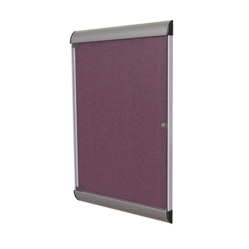 Silhouette 42 1/8" x 27 3/4" 1-Door Berry Vinyl Fabric Tackboard w/ Satin Frame