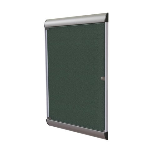 Silhouette 42 1/8" x 27 3/4" 1-Door Ebony Vinyl Fabric Tackboard w/ Satin Frame