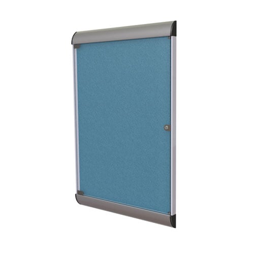 Silhouette 42 1/8" x 27 3/4" 1-Door Ocean Vinyl Fabric Tackboard w/ Satin Frame