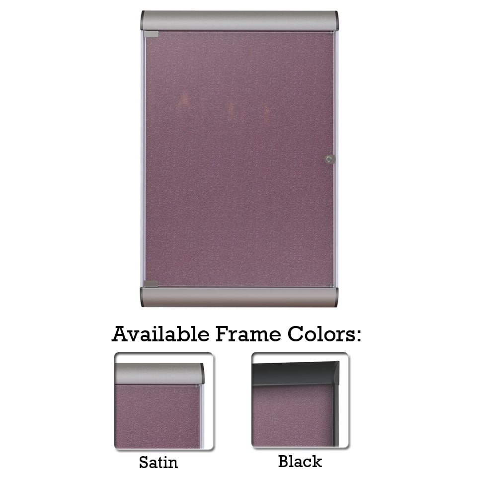 Silhouette 42 1/8" x 27 3/4" 1-Door Berry Vinyl Fabric Tackboard