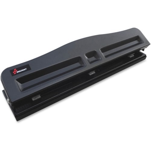 SKILCRAFT Black Light-duty Metal 3-Hole Punch (8-Sheet Capacity)