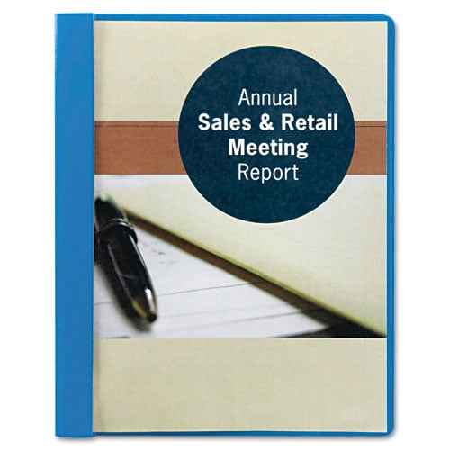 Smead Blue Embossed 8.5" x 11" Clear Front Report Cover with Tang Fastener - 25pk